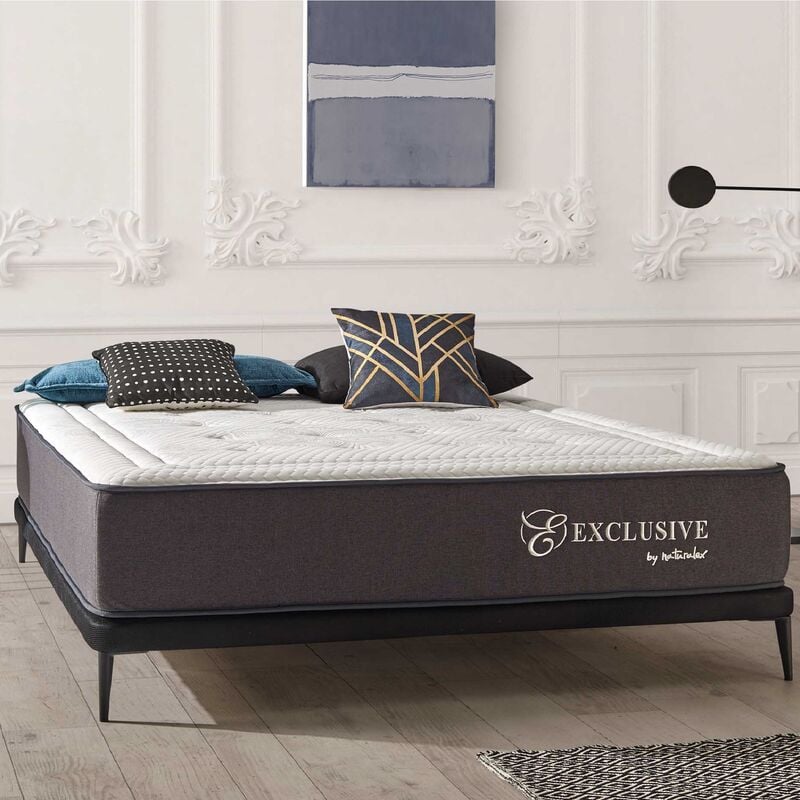 Matelas 140x200 cm - Exclusive - Matelas Ressorts Ensachés Hybrid, Mousse mémoire hr, Blue Latex, Équilibré, Réversible, Très épais 30 cm