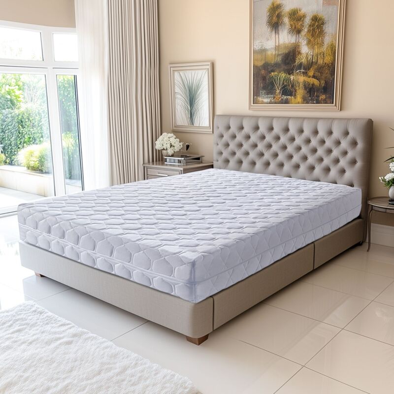 Matelas Face Latex 78 Kg/m3 Face Mémoire de Forme 62 Kg/m3 140x200 x 21 cm Ferme - Spécial Sommier Electrique - Déhoussable Housse Lavable - 7 Zones