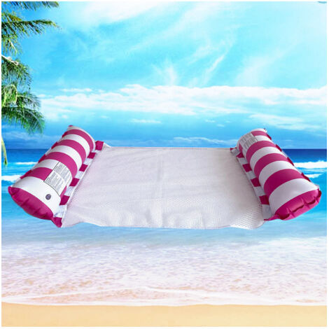 Matelas flottant gonflable en PVC avec dossier pliable, lit flottant rayé pour une personne