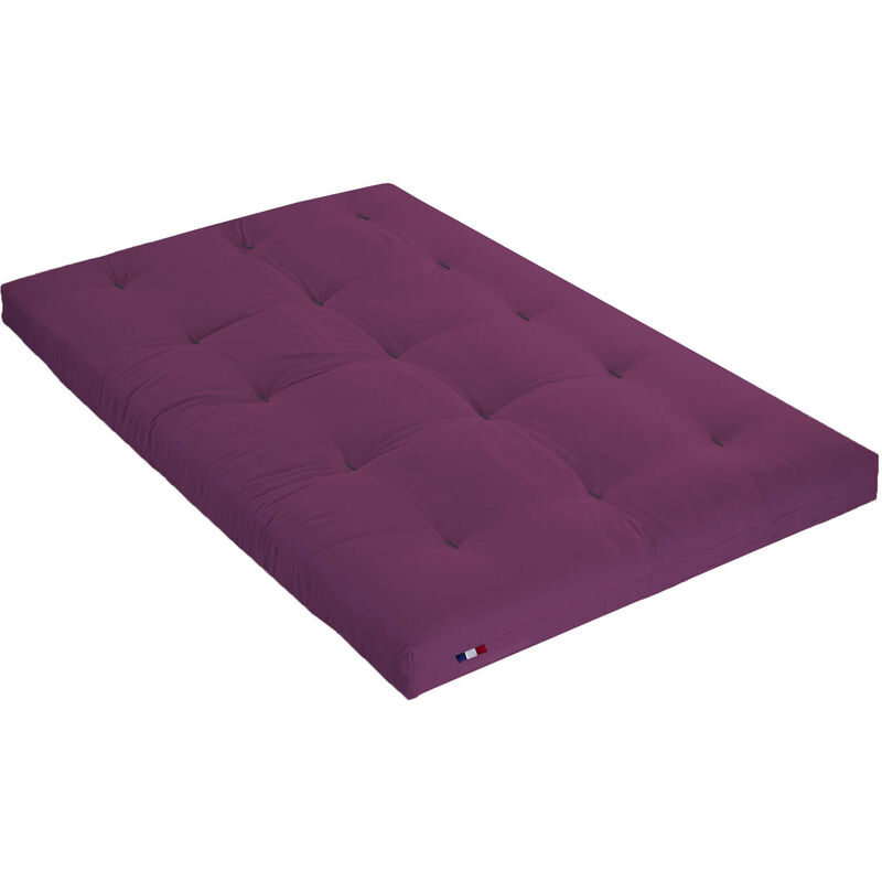 Matelas futon aubergine en coton 140x200 - Violet