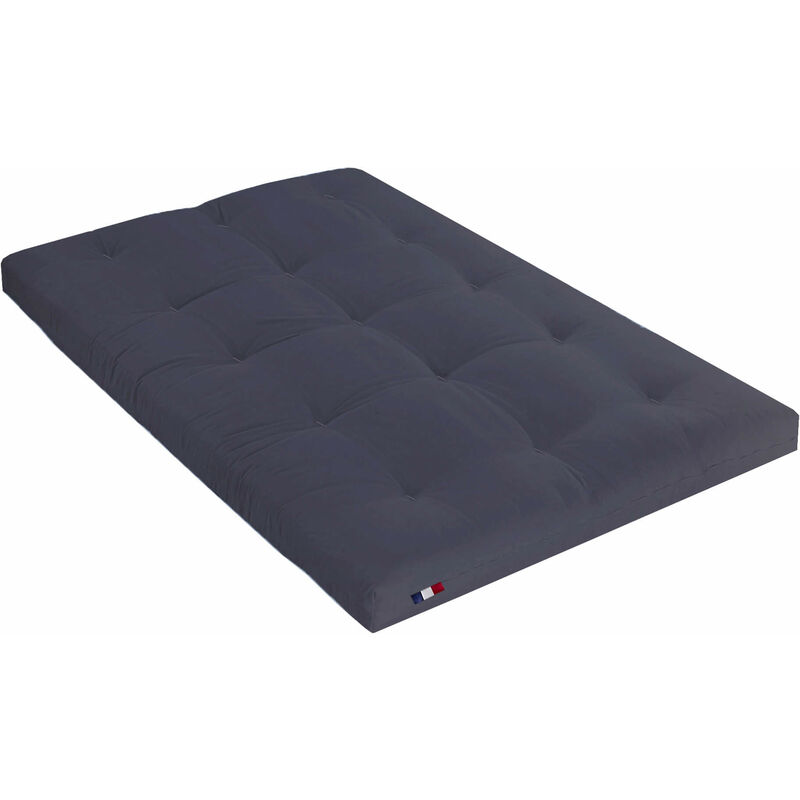 Matelas futon anthracite en coton 140x190 - Anthracite
