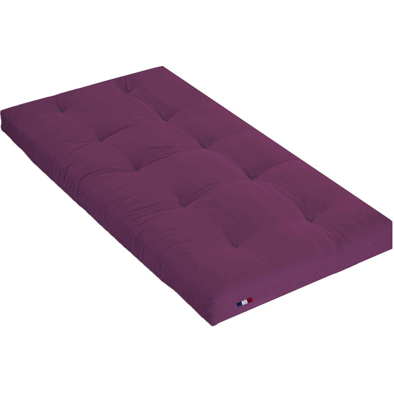 terre de nuit - matelas futon aubergine en coton 90x190 - violet