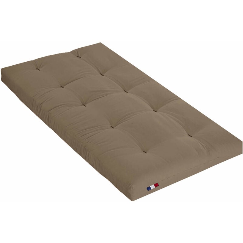 Terre De Nuit - Matelas futon taupe en coton 90x200