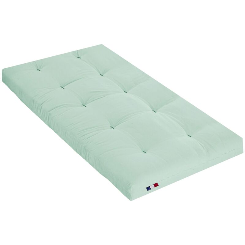 Terre De Nuit - Matelas futon vert céladon coeur en latex 90x190
