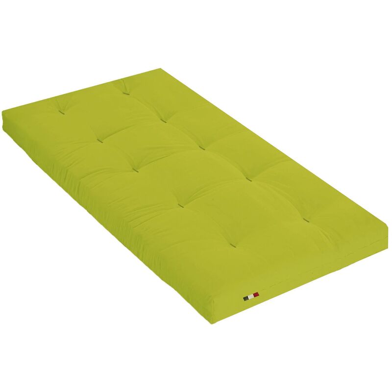 Matelas futon vert pistache coeur en latex 90x190