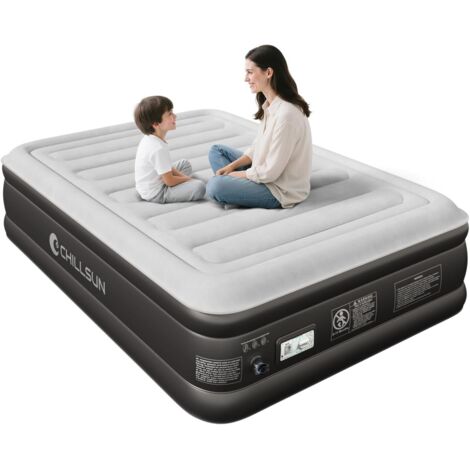Matelas Gonflable 2 Personnes, Lit 190x137x46cm, Surface flockée épaisse étanche, Compact et Facile à Ranger pour Camping, invités Usage Domestique avec Pompe. (2 Personnes) - Personnes