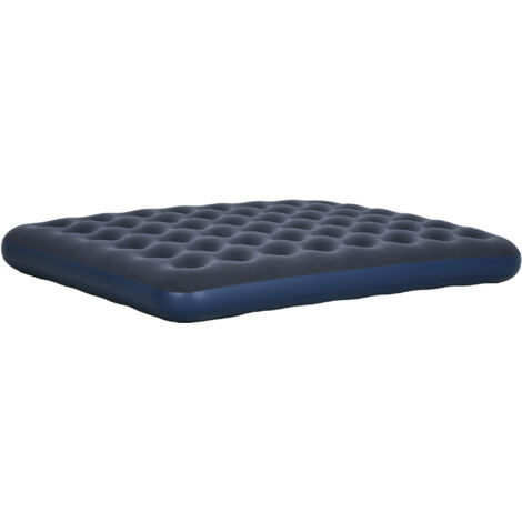 Matelas gonflable 2 places avec pompe manuelle intégrée, surface velours, bleu