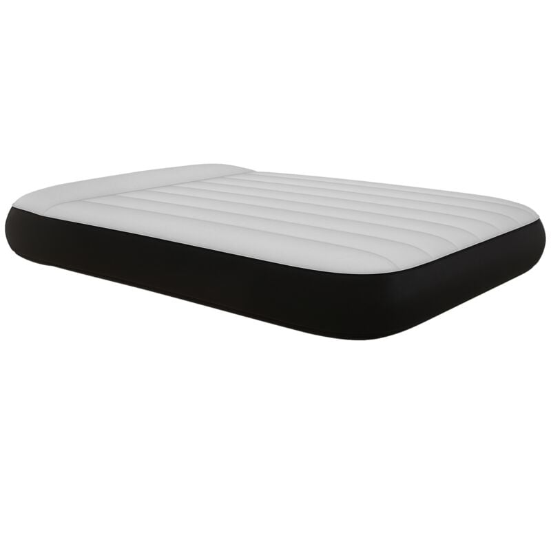 Outsunny - Matelas gonflable 2 places gonfleur électrique intégré sac pvc noir surface floquée gris clair