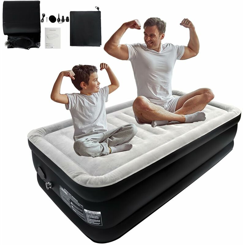 Matelas Gonflable 195x152x46 cm avec Pompe, Capacité de Charge 300KG, Double Naizy