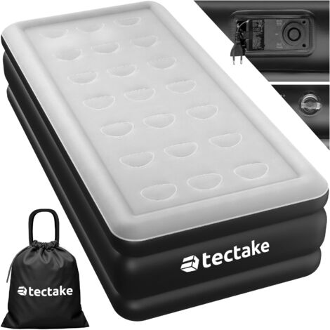 Tectake – Matelas gonflable électrique 200 x 101 x 44 cm – Pompe intégrée – Capacité 150 kg – Sac de transport inclus – Confort optimal pour camping