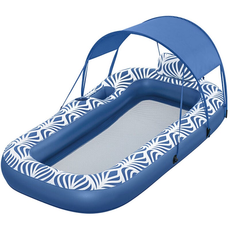 Bestway - Matelas Gonflable avec Parasol Comfort Plush 198x112 cm Plage et Piscine 43732