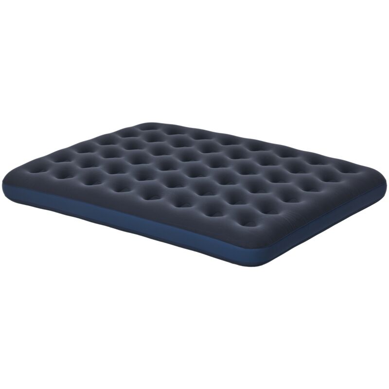Outsunny - Matelas gonflable double lit pneumatique 2 places avec gonfleur manuel surface floquée bleu