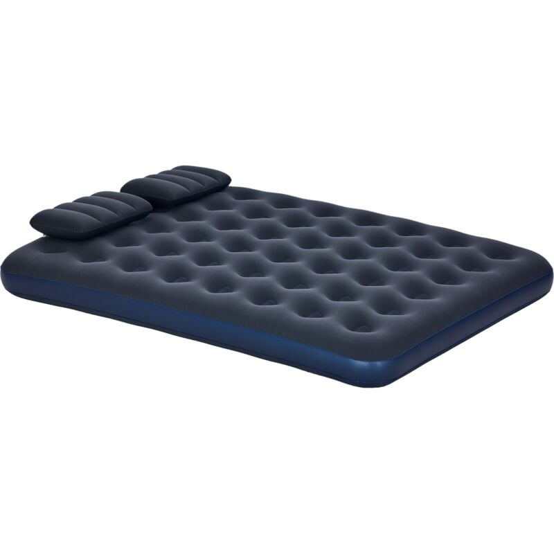 Outsunny - Matelas gonflable double lit pneumatique 2 places avec gonfleur manuel surface floquée bleu
