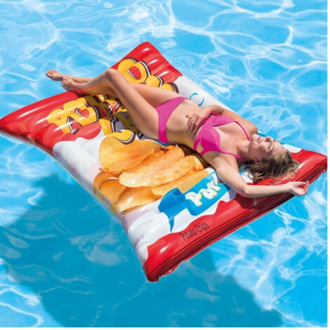 Matelas Gonflable île Print Pvc Chips Mer Piscine 178x140cm