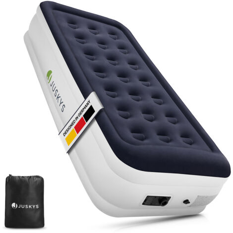 Matelas gonflable Juskys Sapri M en bleu et blanc - Matelas gonflable pour 1 personne auto-gonflant - Matelas gonflable pour invités ou camping - Pompe intégrée