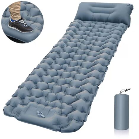 Matelas gonflable léger et portable, anti-humidité pour le camping, voyage en voiture, sieste, rangement extérieur, tente, matelas gonflable à séchage rapide (gris)