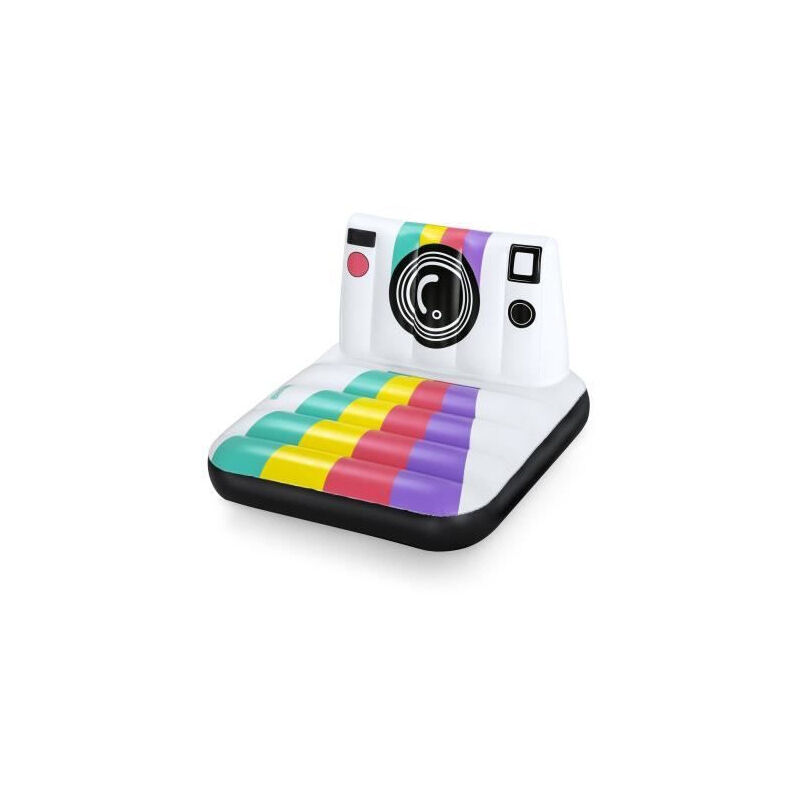 Bestway - Matelas gonflable de piscine Polaroid - 1 adulte, 90 kg - Blanc et multicolore