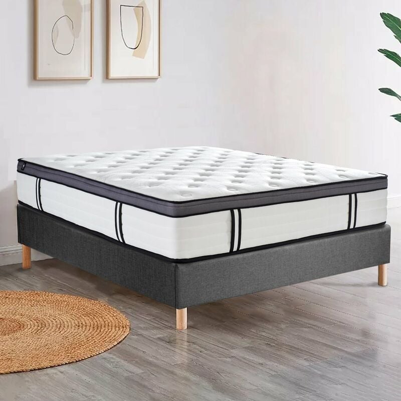Sampur - Matelas Grand View : Mousse à mémoire de forme, Latex et Ressorts ensachés - 26cm - 200x200 cm