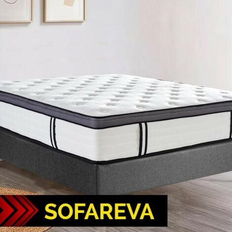 SOFAREVA Matelas Grand View multi-technologies 140x190cm Epaisseur 32 cm Mousse Memoire de forme Latex respirant Ressorts ensaches 7 zones