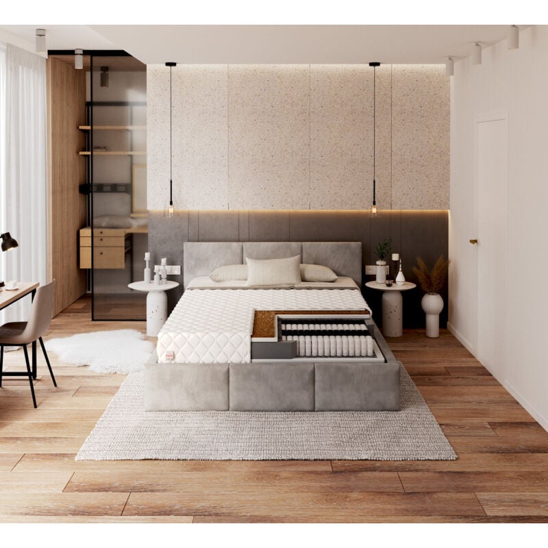 Matelas home 160x200 cm Ressorts ensachés + Fibre Coco premium - Confort de vos rêves