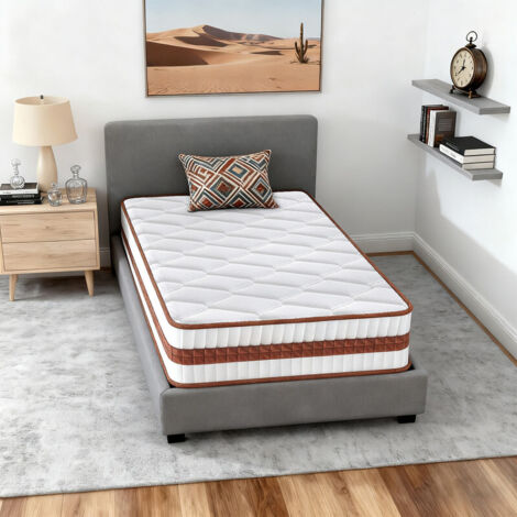 Matelas Hybrid  Mousse à mémoire de Forme et Ressorts ensachés  90x190 cm  Hauteur 26 cm  Moyen-Ferme (H3)  Soutien à 7 Zones  Ergonomique  Ultra-Respirant  Durable