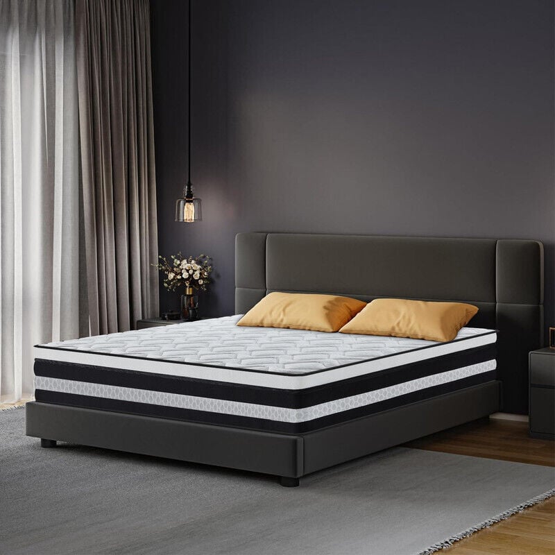 Matelas Hybride 160x200 cm - Ép 26cm, H3 Hybrid Matelas à Mousse à mémoire de Forme et Ressorts Ensachés Indépendants, 7 Zones