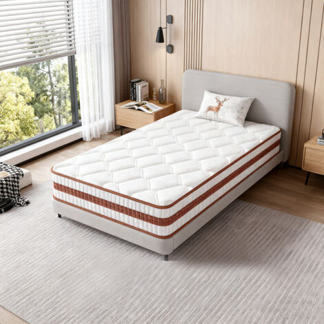 Matelas Hybride 90x190 cm,  Mousse à mémoire de forme +Ressorts ensachés, Ergonomique,ép25 cm,Certifié Oeko-TEX®, Fermeté Moyenne