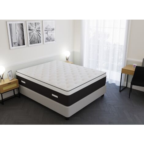 Matelas hybride mémoire de forme 160 x 200 cm épaisseur 37 cm -