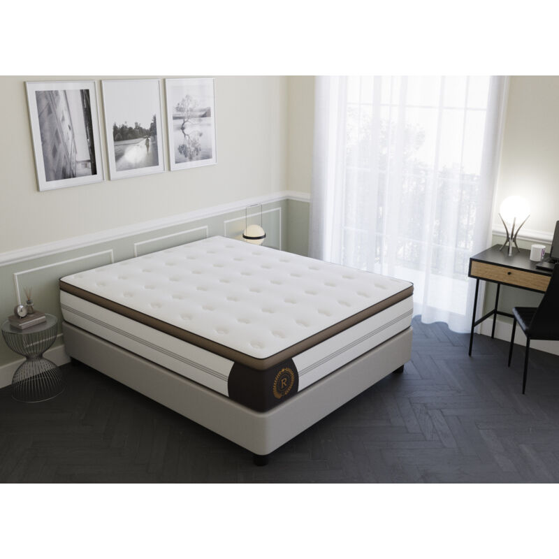 Matelas hybride ROYAL LUX 140 x 190 cm ressorts ensachés et mémoire de forme épaisseur 31 cm