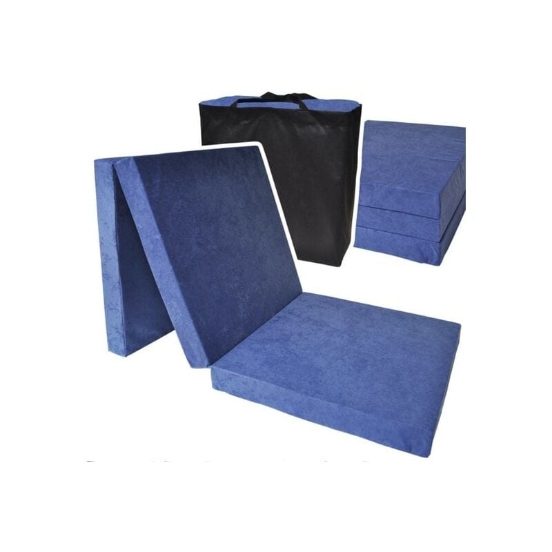 Matelas invité extra épais - bleu marine - matelas de camping - matelas de voyage - matelas pliable - 195 x 70 x 15