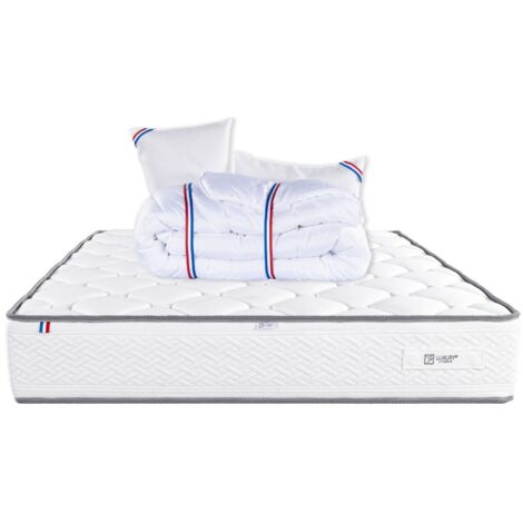 Matelas Iris (20 cm), mousse haute densité, ferme, face été/hiver,Couette et Oreiller, 140x200cm