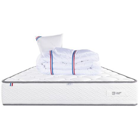 Matelas Iris (20 cm), mousse haute densité, ferme, face été/hiver,Couette et Oreiller, 90x190cm