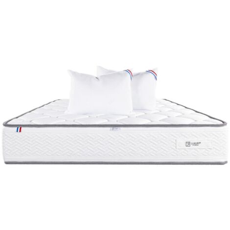 Matelas Iris (20 cm),mousse haute densité, ferme, face été/hiver et Oreiller, 140x190cm