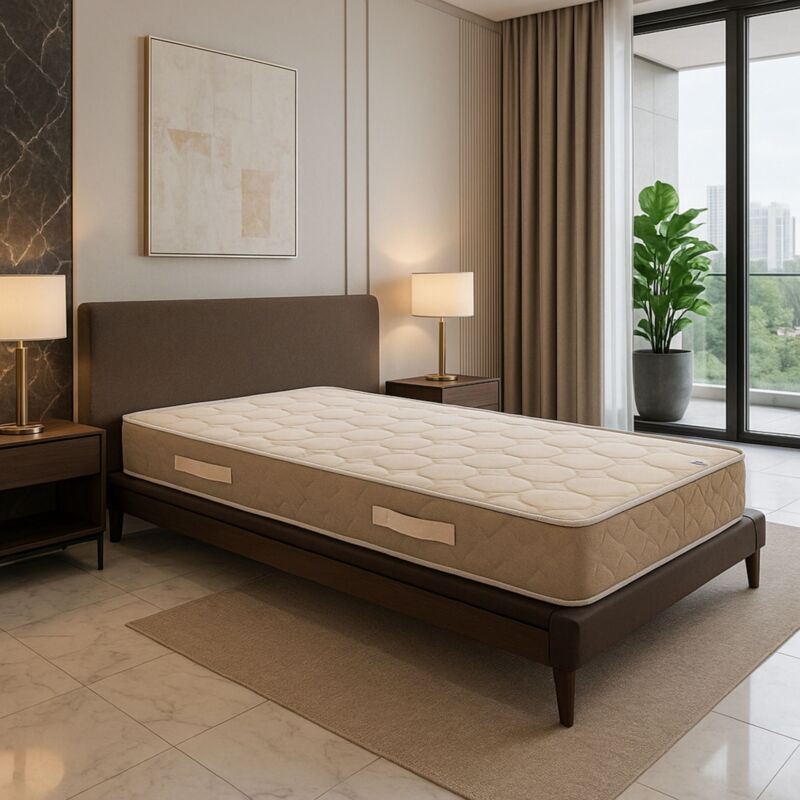 Matelas contact latex 80x190 x 22 cm Ferme - Tissu 100% Coton - 5 Zones de Confort - ame rembourrage 100 % polesther - âme 100 % polyuréthane poli