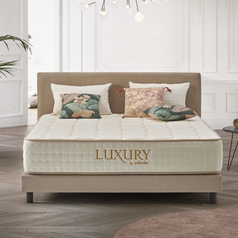Matelas 140x190 cm - Luxury - Matelas Ressorts Ensachés Hybrid, Mousse mémoire hr, Blue Latex, Équilibré, Réversible, Très épais 30 cm