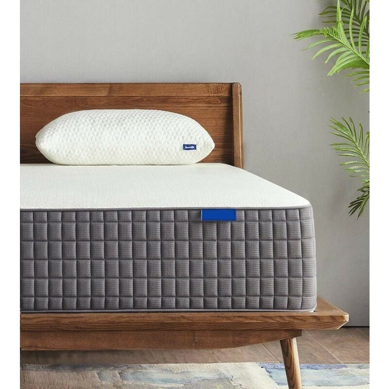 Provence Literie - Matelas madison a Ressorts Ensaches + 4 cm Memoire de Forme 80 Kg/m3 + Alese 70x190 Hauteur +/- 25,50 cm - Accueil Ferme - Soutien
