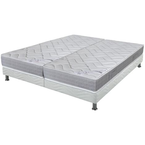 Matelas Maryland + sommier tapissier Omega - 2x80x200 - Mousse - Hauteur 20 cm