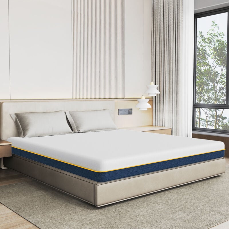 Matelas mémoire de forme 140x190 cm - 20 cm d'épaisseur - matelas réversible - 7 zones ergonomiques Wowttrelax
