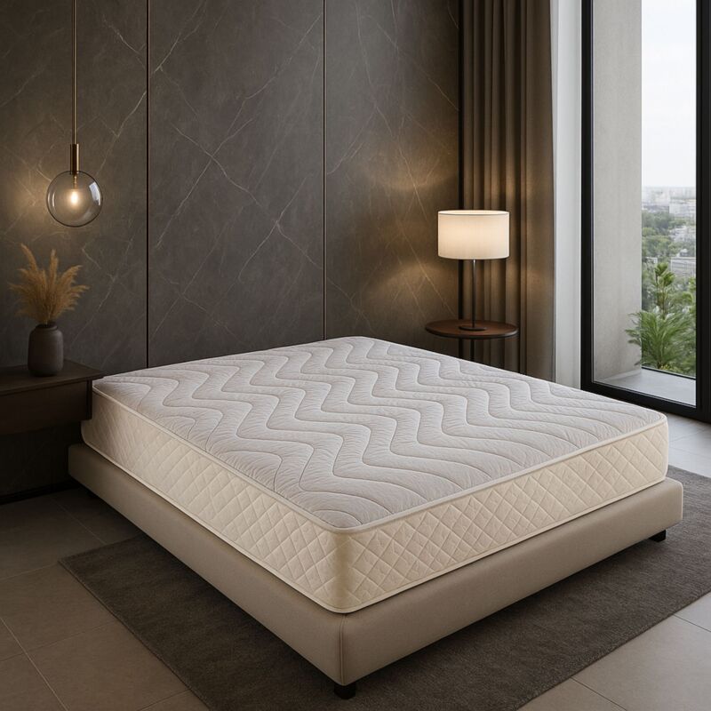Matelas contact Mémoire de Forme 60 Kg/m3 + Alèse 180x200 x 20 cm Ferme - 5 Zones de Confort - Noyau Aertech+ 35 Kg/m3 HR Haute Densité -