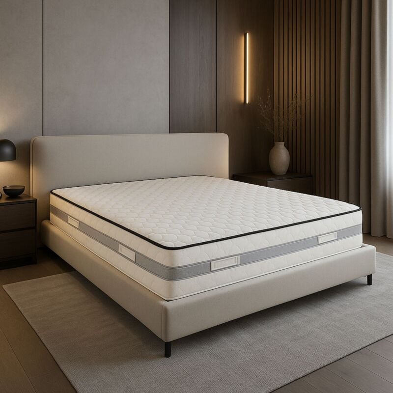 Literie Julien - Matelas contact Mémoire de Forme 60 Kg/m3 120x190 x 23 cm Trés Ferme - 7 Zones de Confort - rembourrage 100 % polesther - âme 100 %
