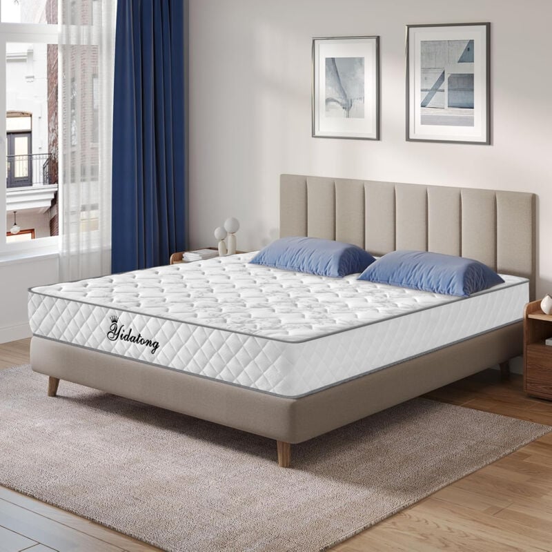 Yidatong - Matelas 140x190 cm - épaisseur 22 cm Ressort ensaché indépendant , Mousse mémoire hr, Blue Latex - H3 dureté moyenne