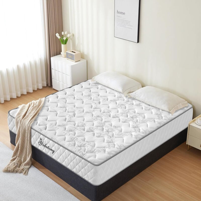 Matelas mémoire de forme et ressorts ensachés Matelas 140x190 cm Yidatong p 21.5cm - 8 zones de confort