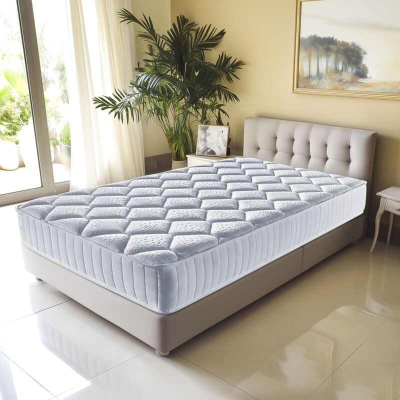 Provence Literie - Matelas memoryplus a Ressorts Ensaches + 4 cm Memoire de Forme 80 Kg/m3 - 90x190 Hauteur +/- 23 cm - Accueil Ferme - Soutien Ferme