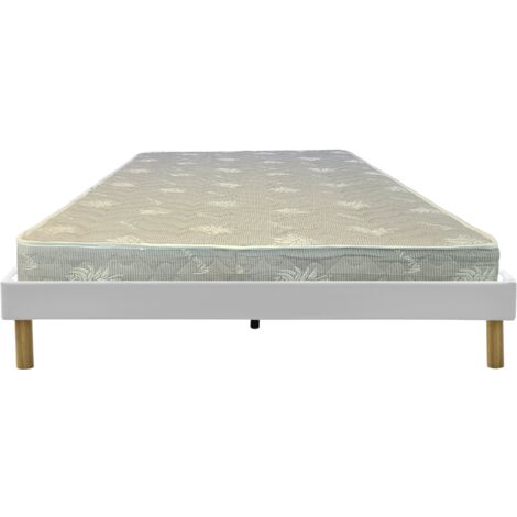 Matelas Mina + Sommier Gregory Blanc 180x200 x 19,5 cm - une Face Soutien Souple et une Face Soutien Très ferme - reference Nina - Tres Respirant
