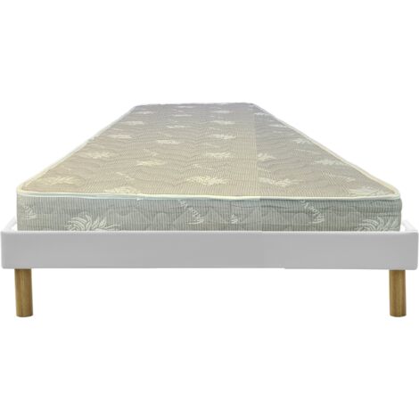 Matelas Mina + Sommier Gregory Blanc 80x190 x 19,5 cm - une Face Soutien Souple et une Face Soutien Très ferme - reference Nina
