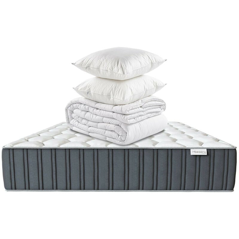 Matelas mémoire de forme 140x190 Memo prestige Hbedding couette chaude 240x220cm + 2 oreillers 60x60cm
