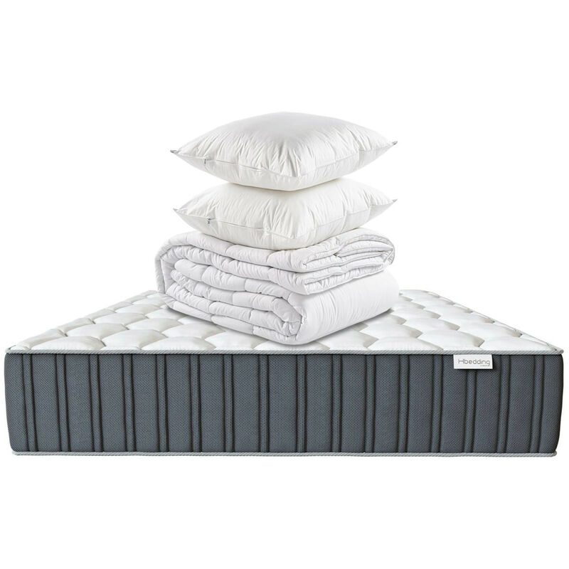 Matelas mémoire de forme 160x200 Memo prestige Hbedding couette chaude 240x220cm + 2 oreillers 60x60cm