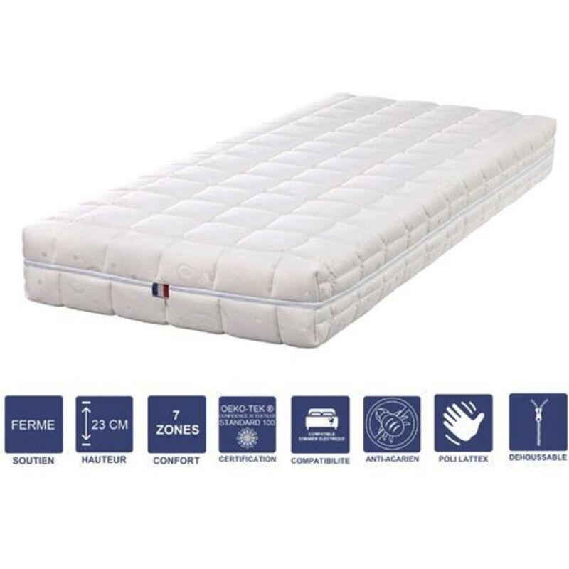 LOT de 2 Matelas Memoire de Forme 80x190 - 23 cm Ferme - Compatible Sommier Electrique - Confort 7 Zones - Alèse Déhoussable Lavable - Oreiller Visco