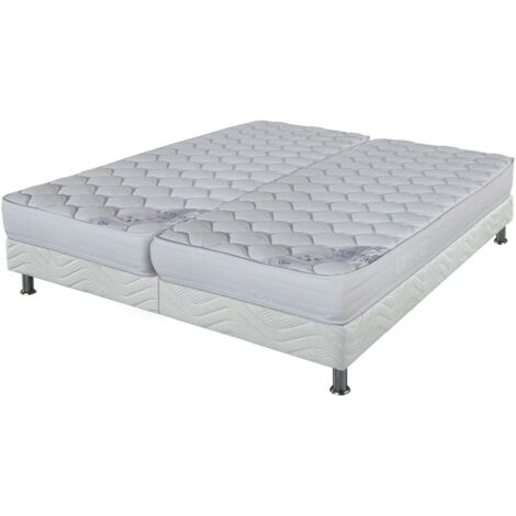 Matelas Montana + sommier tapissier Omega - 2x80x200 - Mousse - Hauteur 18 cm