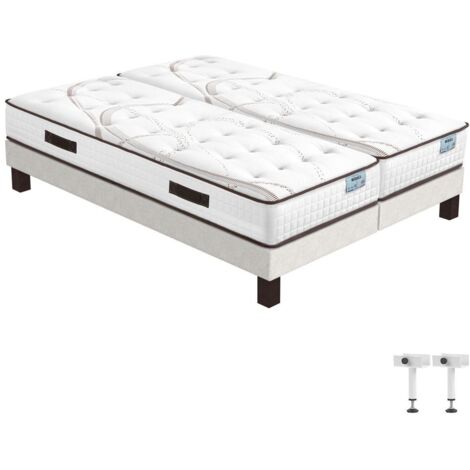 Matelas Moorea + sommier SR15 - 2x80x200 - Mousse - Hauteur 25 cm - Soutien ferme
